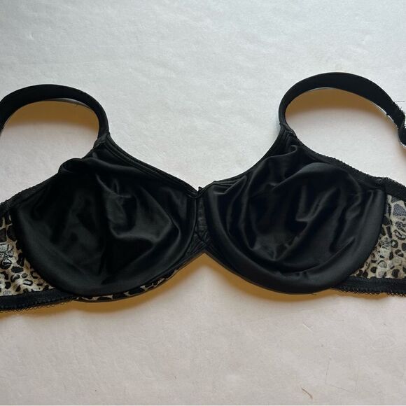 Wacoal Bra Black and Tan Leopard Print Underwire, no padding Size 34D - Picture 3 of 8